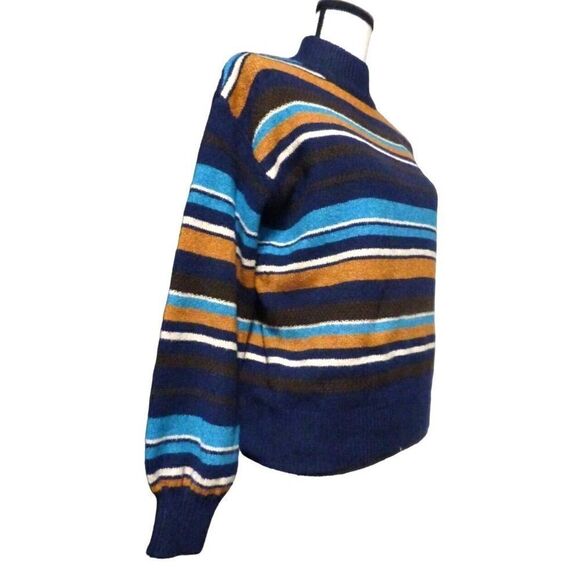 St. John’s Bay women’s Mock Neck, Button Back Striped Sweater, M - Picture 2 of 9